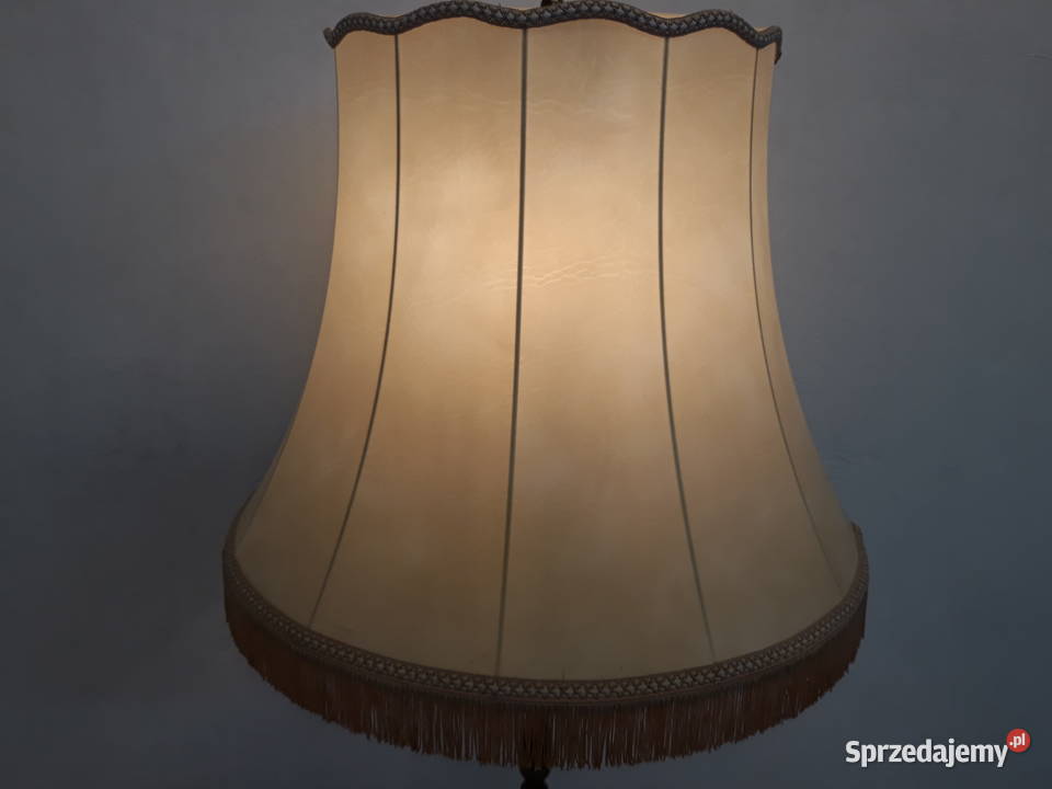Lampa podłogowa mosiężna z abażurem Oświetlenie małopolskie Olkusz sprzedam