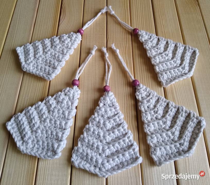 Set Of 5 Choinka ze sznurka Crochet Ornaments Gdańsk