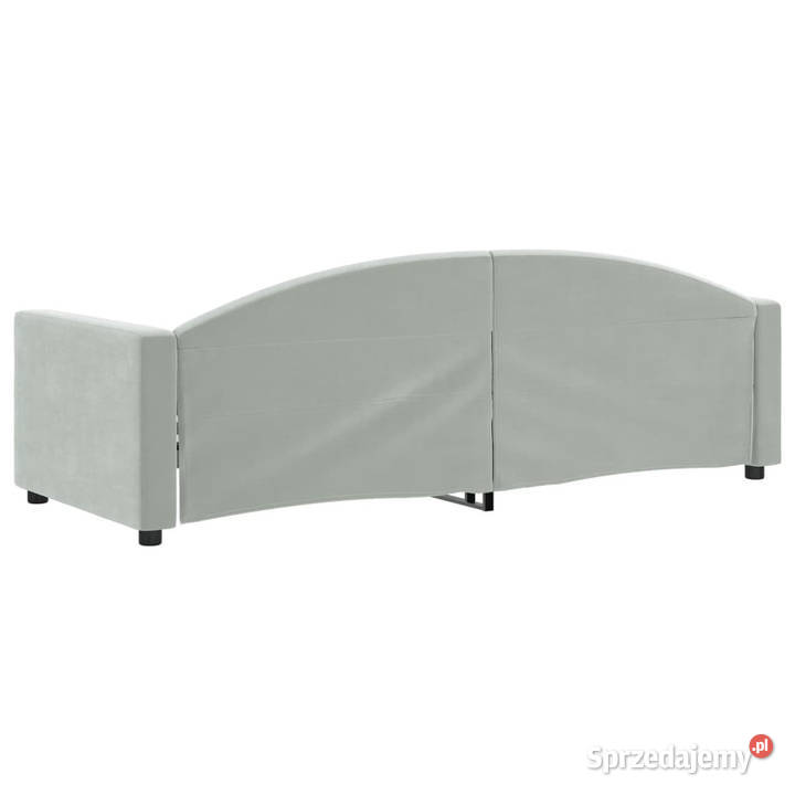 Sofa z funkcją spania jasnoszara obita aksamitem Warszawa