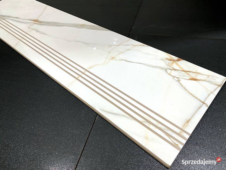 Płytki na schody Calacatta Carrara 100x30 POŁYSK Łask