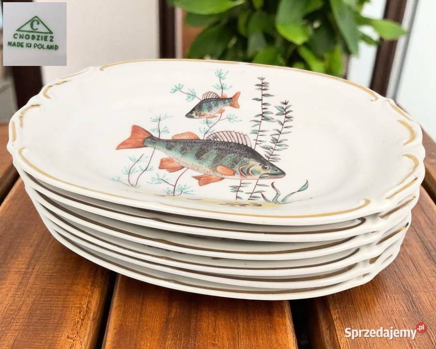 Patery półmiski ryby porcelana PRL Chodzież lata Bronisze