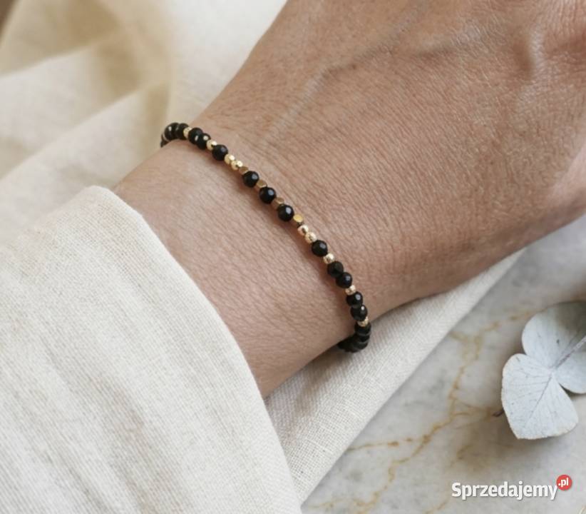 Bransoletka z kamieni naturalnych czarny spinel Knurów sprzedam