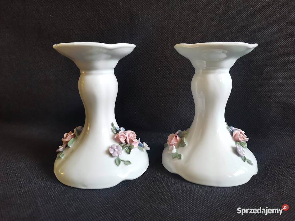 Stary porcelanowy świecznik 2 sztuki porcelana Siemianowice Śląskie