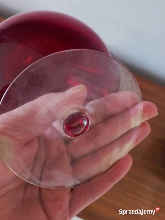 Wazon kielich czerwone szkło Dekoracje i ozdoby Toruń