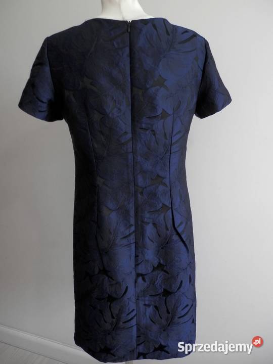 Sukienka Żakardowa Wizytowa Imprezowa Trapezowa