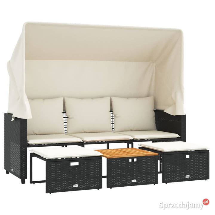 3os sofa ogrodowa z baldachimem i podnóżkami