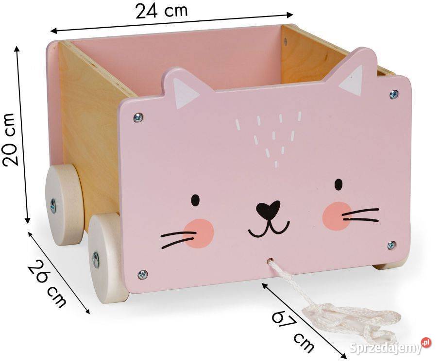 Drewniany wózek na sznurku pojemnik klocki Bielsk Podlaski