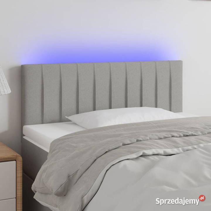 Zagłówek do łóżka z LED jasnoszary 90x5x7888