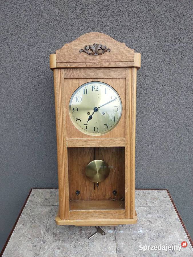 Stary zegar ścienny sprawny ładny film gongu beżowy Zegary Tczew