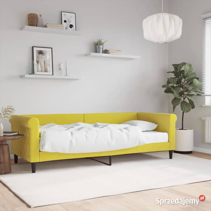 Sofa z materacem do spania żółta aksamit 80x200 mazowieckie Warszawa