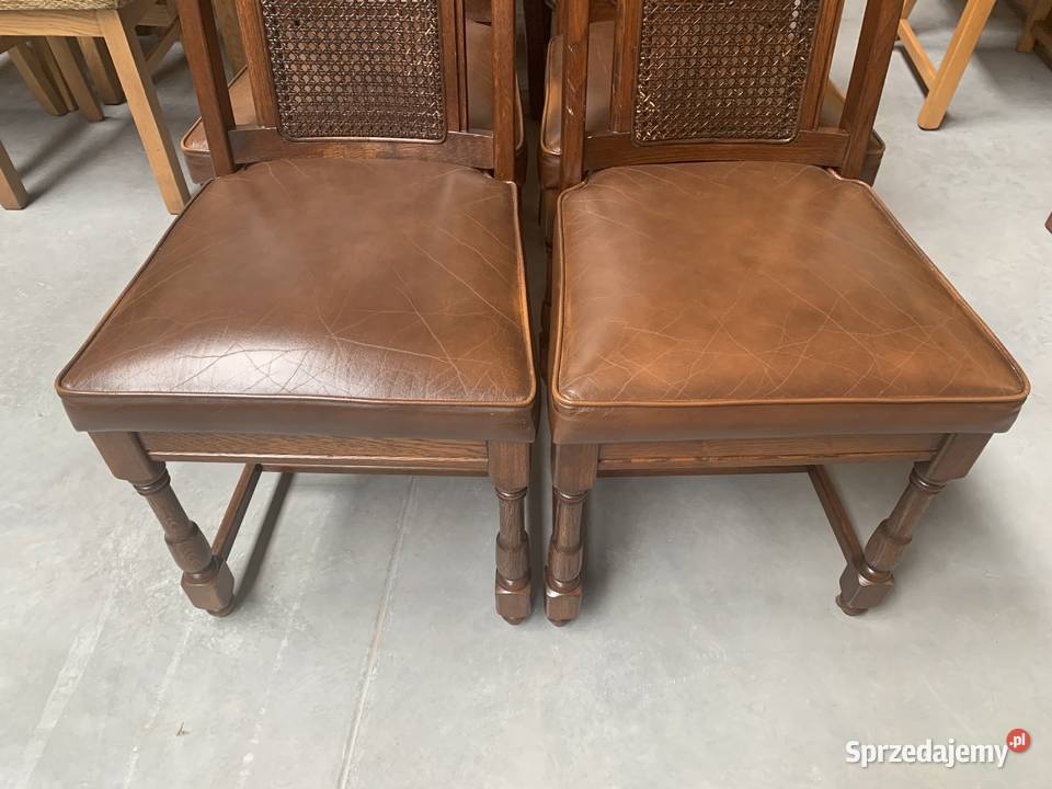 Piękne dębowe krzesła ze skórymeble holenderskie Ślesin