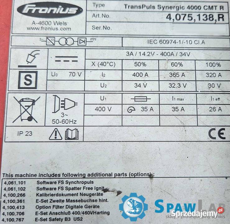 Fronius TransPulsSynergic 4000 CMT Krotoszyn