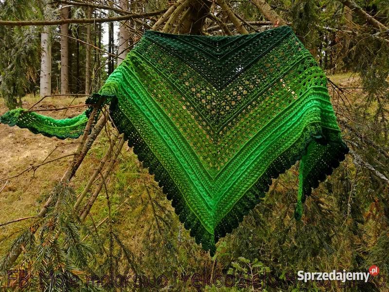 Chusta ombre w kolorach zieleni rękodzieło na Dla kobiet świętokrzyskie Skarżysko-Kamienna