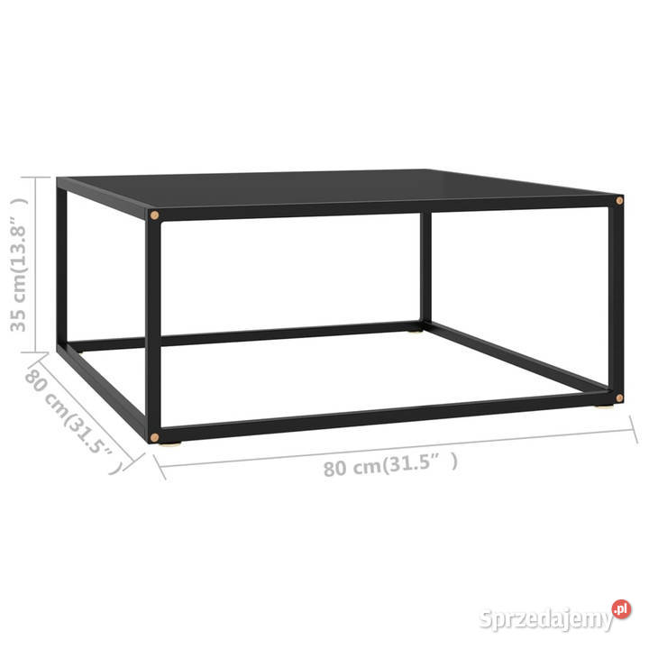Stolik kawowy czarny czarne szkło 80x80x35 Warszawa