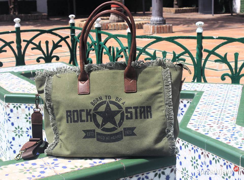 Stylowa torebka z materialu w kolorze khaki Dla kobiet Mogilno