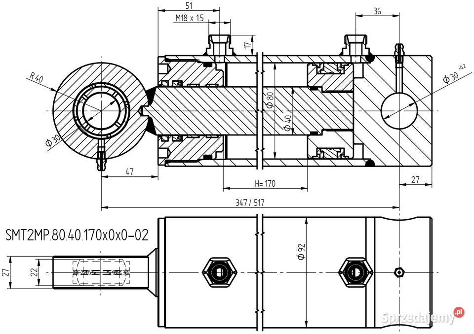 Siłownik Hydrauliczny Cylinder TUZA 80x40 SKOK Solec Kujawski sprzedam