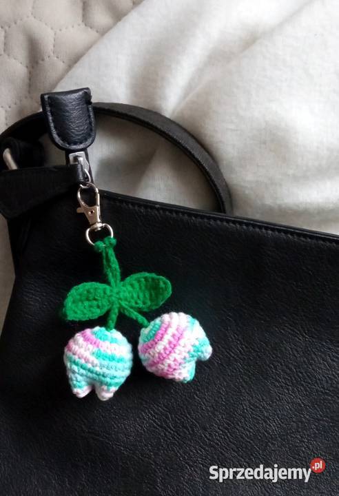 Tulipany wykonane na szydełku brelok Łask