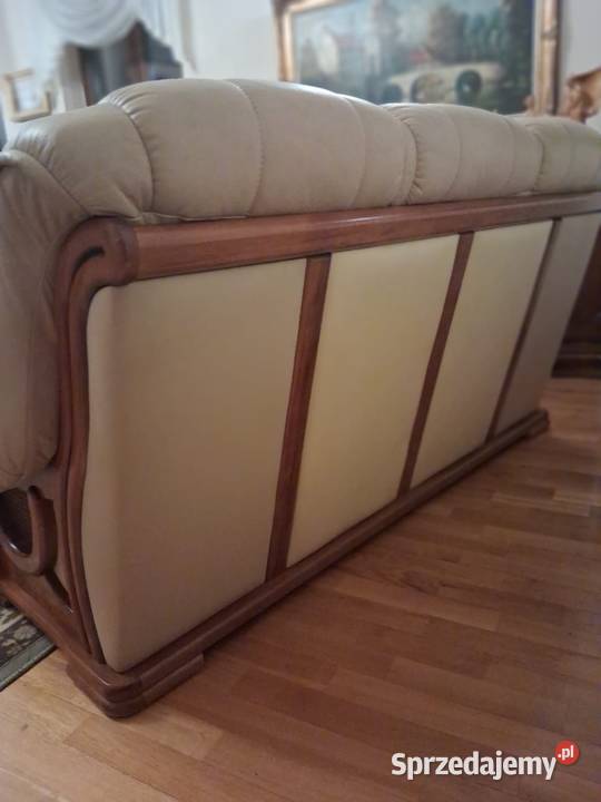 Zestaw kanapa dwa fotele z skóry Meble Boduszewo