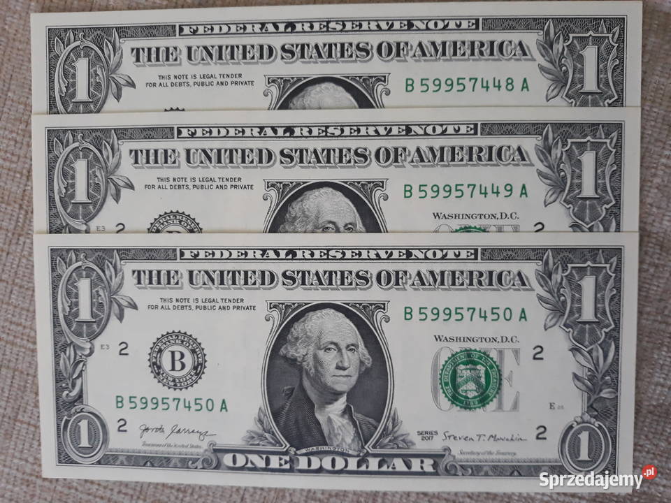 1 Dolar USA 2017 r3 sztukimen BUNCkolejne numery wielkopolskie Konin