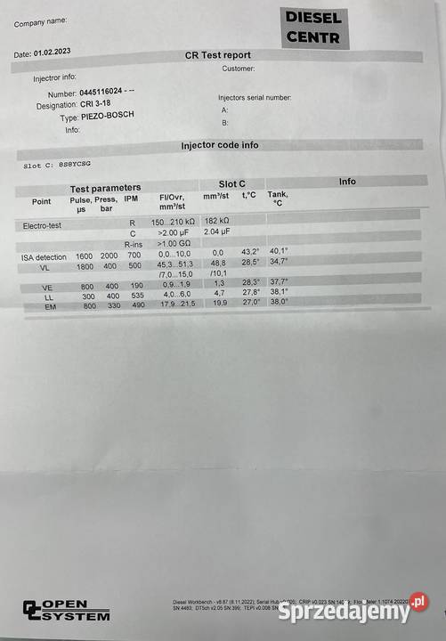 wtryskiwacz BMW 0445116024 osobowe Karczów sprzedam