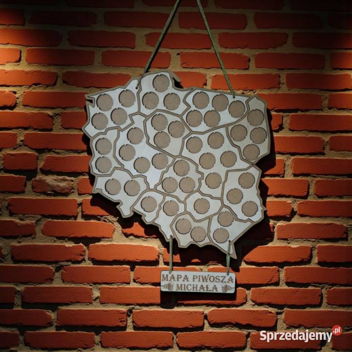 Drewniana Mapa Polski Na Kapsle Piwa Lublin