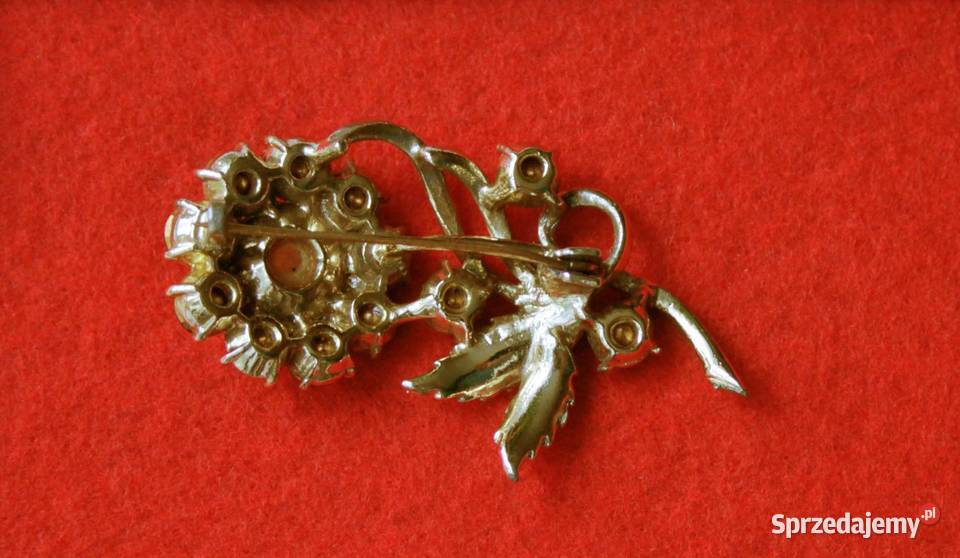 Stara broszkakwiatek z kryształkami Ochojno
