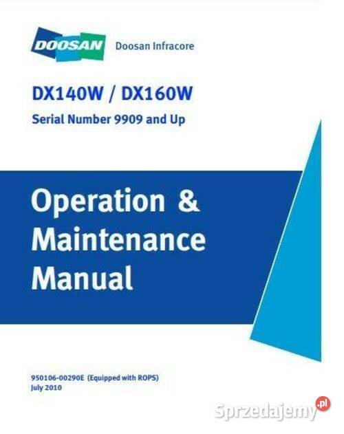 Doosan Dx140W Dx160W instrukcja napraw i obsługi Kielce