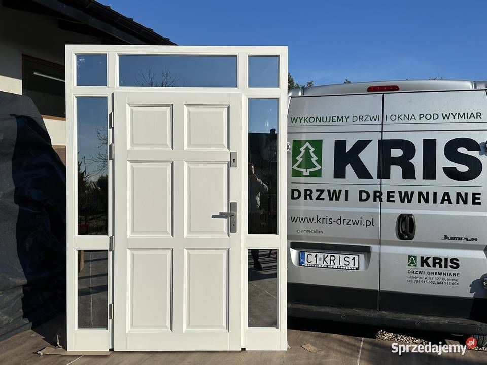 Drzwi drewniane zewnętrzne RĘKI ANGIELSKIE BIAŁE Budownictwo i akcesoria kujawsko-pomorskie Brodnica