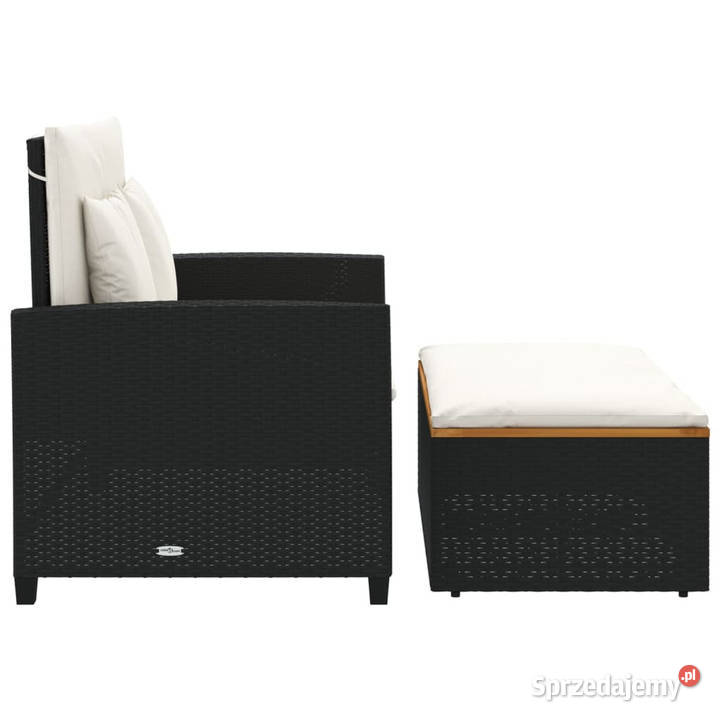 Sofa ogrodowa z poduszkami 2os czarna rattan PE mazowieckie Warszawa