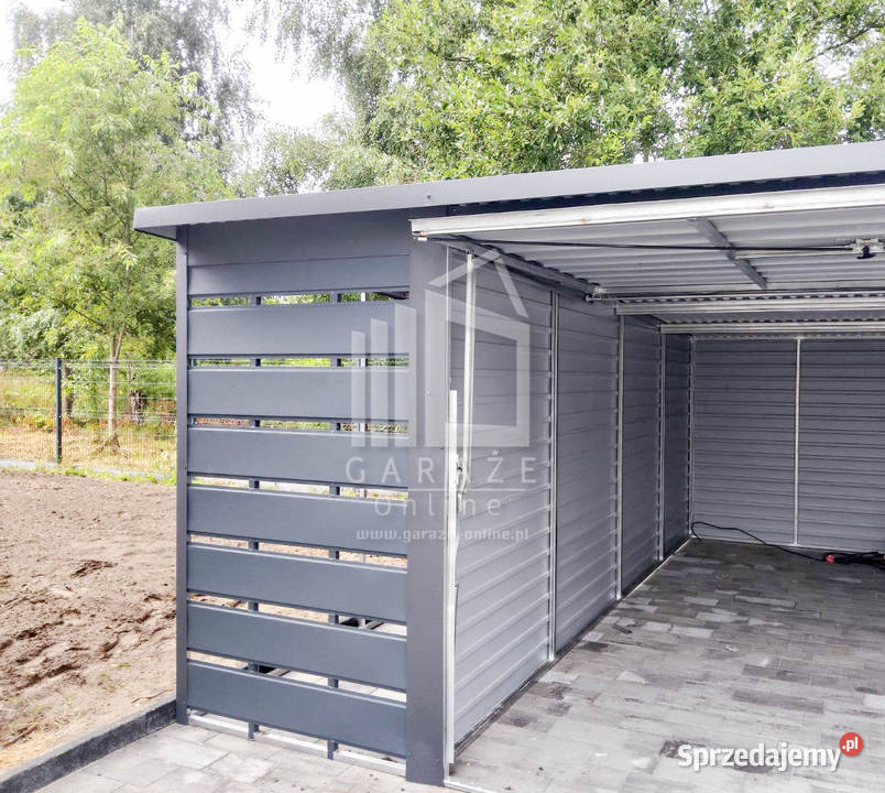 GARAZ BLASZANY 3m x 5m wiata 1m rynny antracyt łódzkie Łęczyca