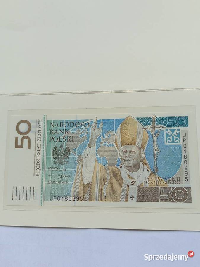 Banknot kolekcjonerski 50 JAN PAWEŁII pomorskie Prabuty