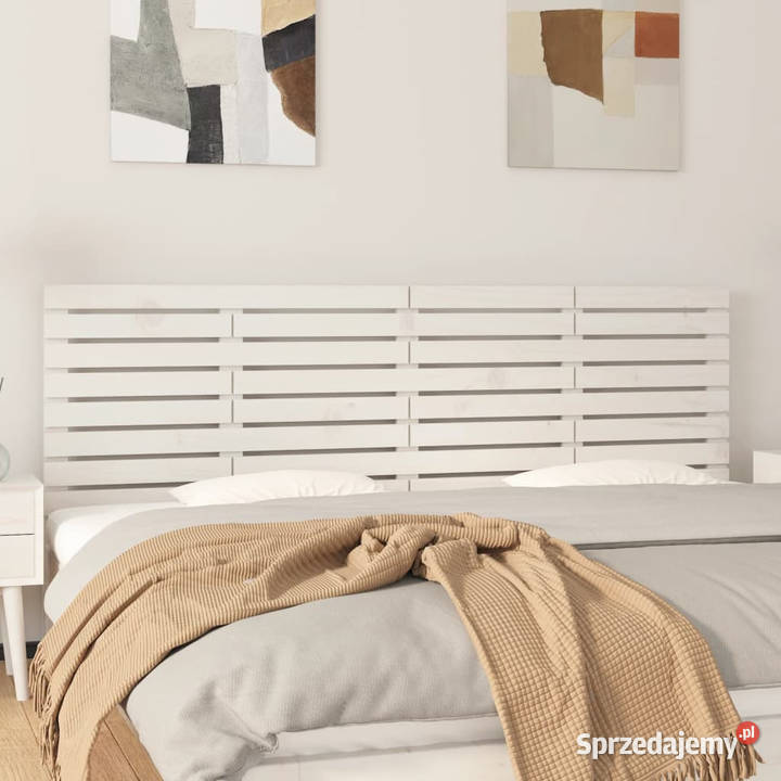 Wezgłowie łóżka białe 206x3x63 lite drewno Warszawa