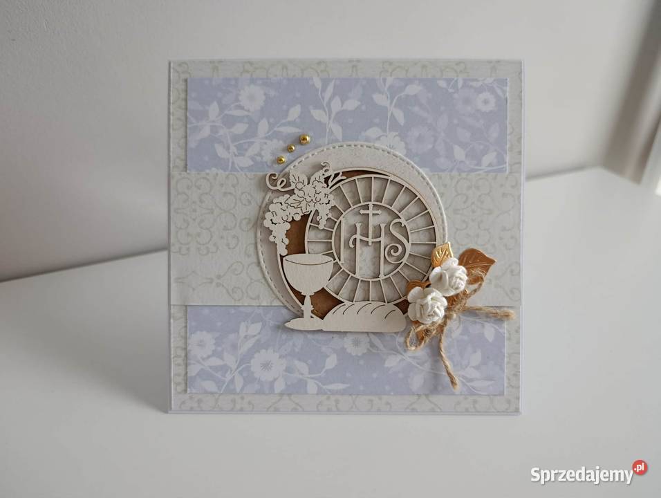 Kartka ręcznie robiona Pierwsza Komunia Święta Rękodzieło