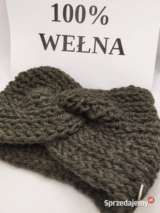 Zielona opaska na głowę turban 100 wełna Olsztyn