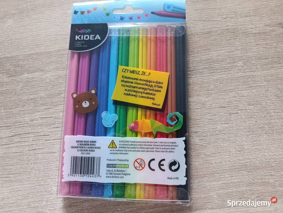 Kredki misie jumbo 12 kolorów Kidea Kwidzyn