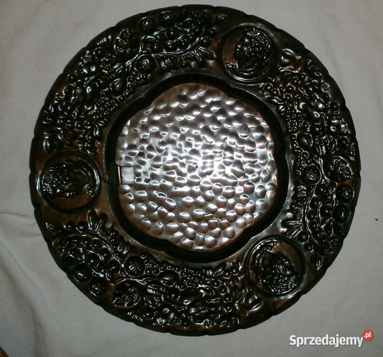 Stary Metalowy Ozdoby TalerzTaca metaloplastyka Kraków