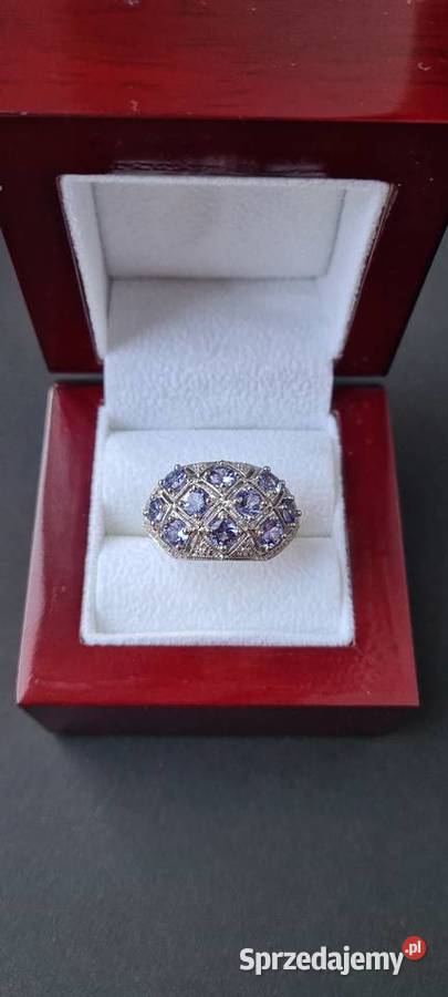 Srebrny pierścionek z tanzanitami i diamentami Otwock