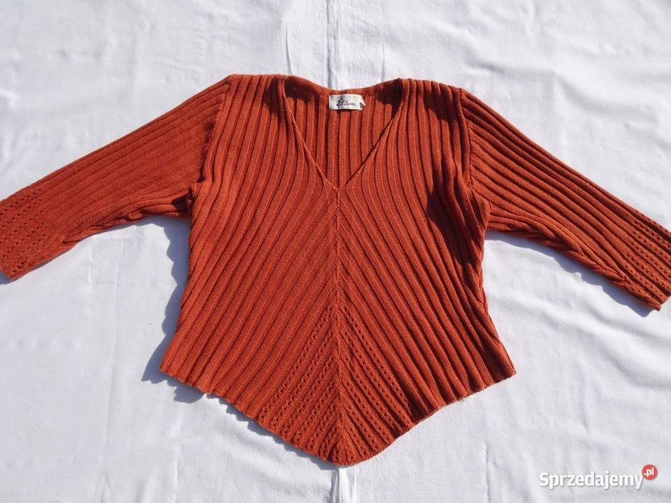 Etam Sweter Ażurowy Prążkowany bawełna 36 38 pomarańczowy Nowy Sącz sprzedam