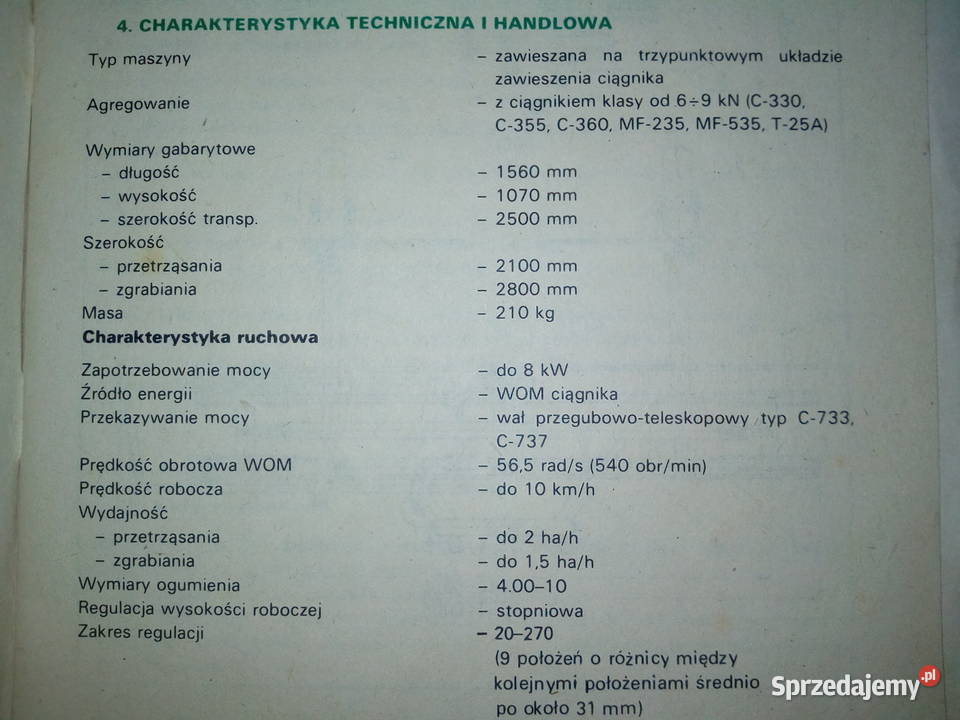 Przetrząsaczo zgrabiarka pasowa Z234 Dąbrowica