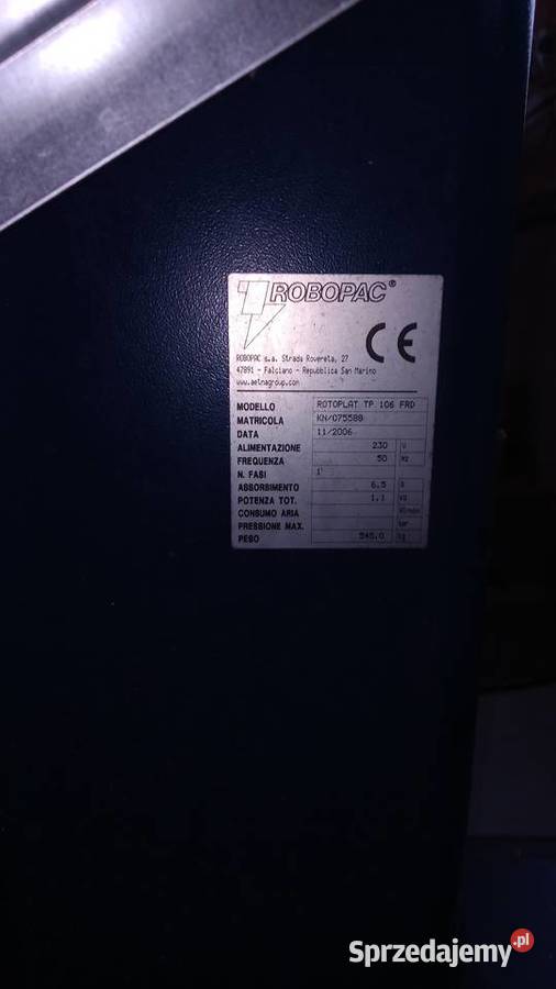 Owijarka do palet ROBOPAC Rotoplat TP 106 FRD Sanok sprzedam