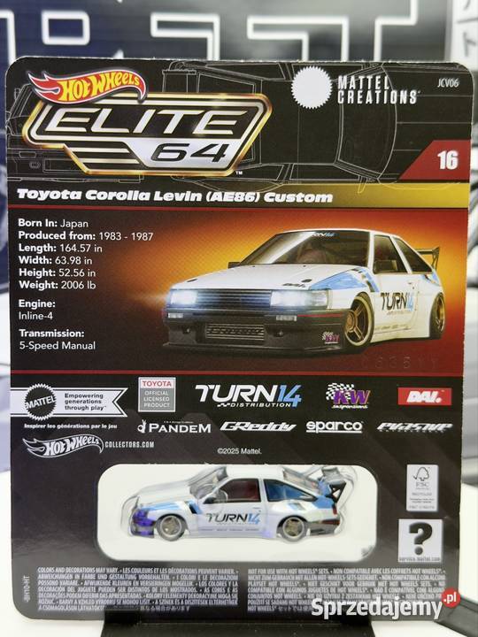 Hot Wheels Elite Toyota Corolla Levin AE86 Wrocław