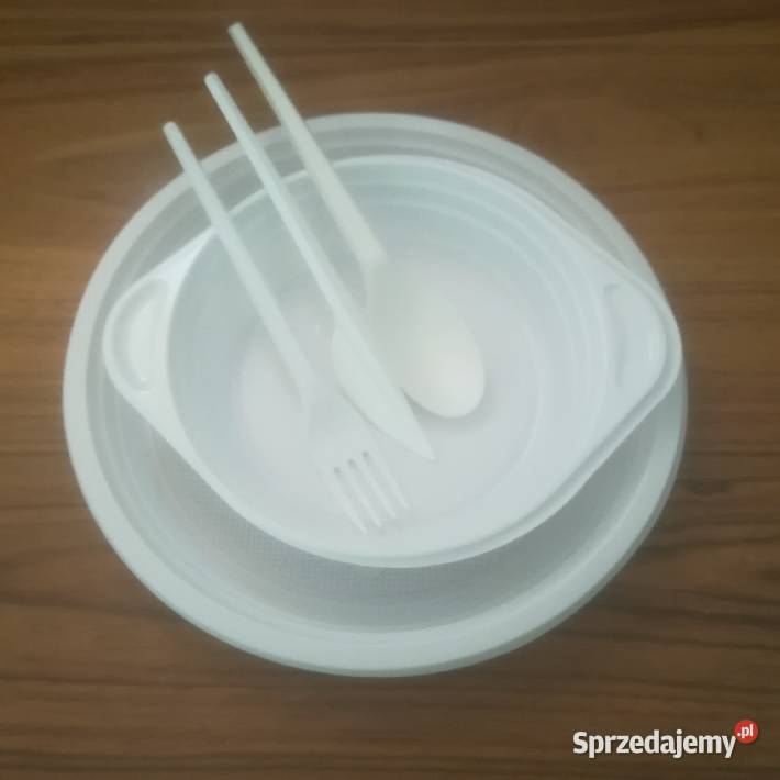 Zestaw jednorazowy obiadowy sztućce białe Lublin sprzedam