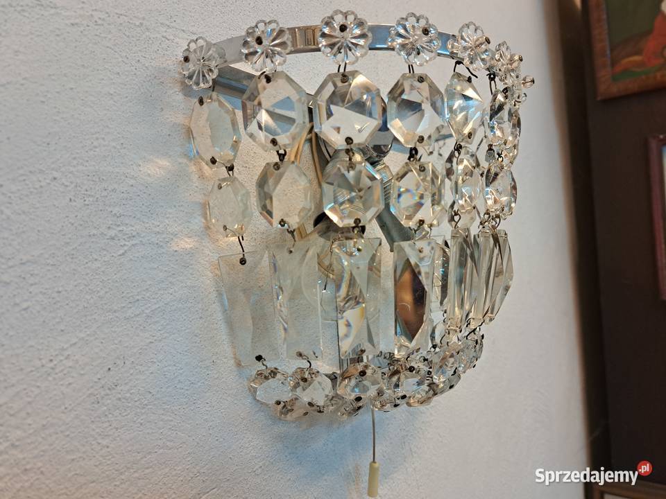 Kinkiet kryształowy mosiężny srebrny chrom z Olkusz sprzedam