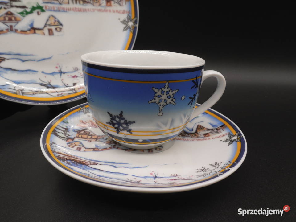 Zestaw śniadaniowy trio zimowy pejzaż Raszków