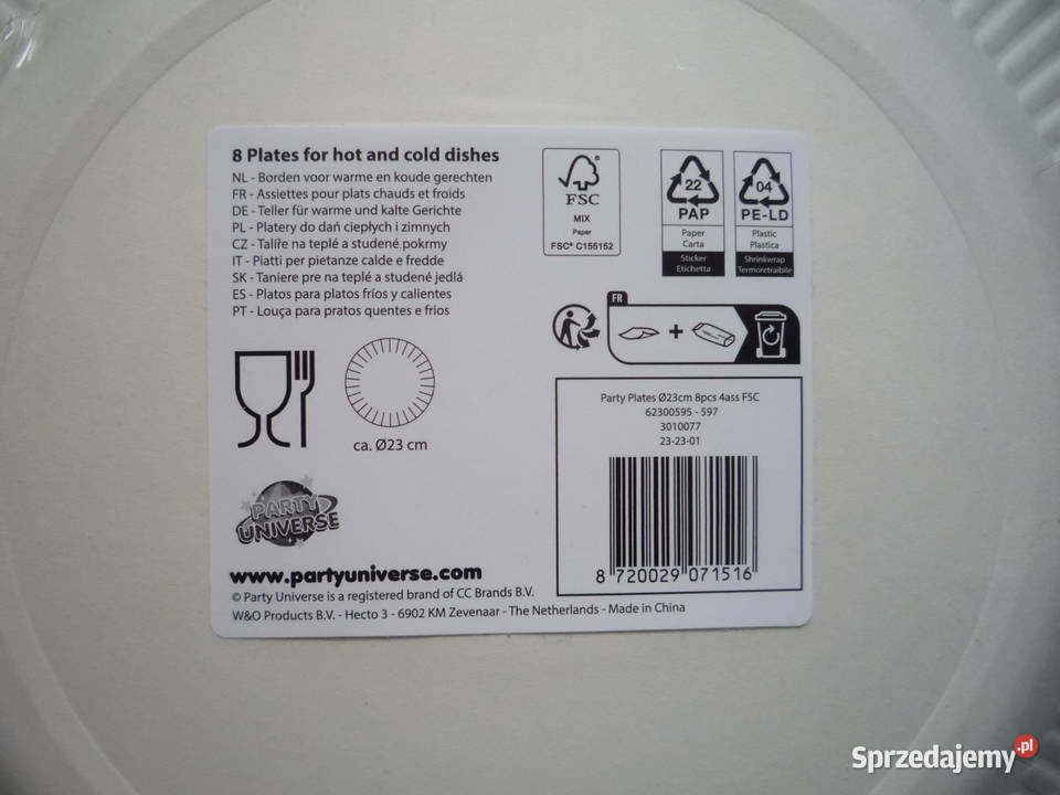 16 sztuk Talerze Papierowe kolorowe Bal Urodziny Szczecin sprzedam