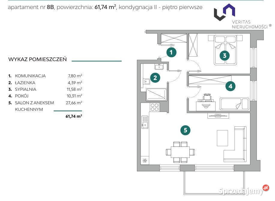 Mieszkanie 6161m2 3 pokoje BielskoBiała