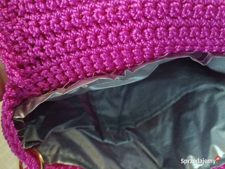 Torebka damska różowa szydełkowana Kwidzyn