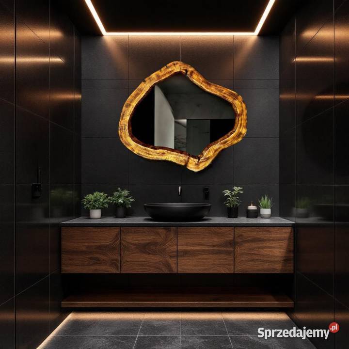 nowoczesne lustro do łazienki w drewnianej ramie Rzeszów