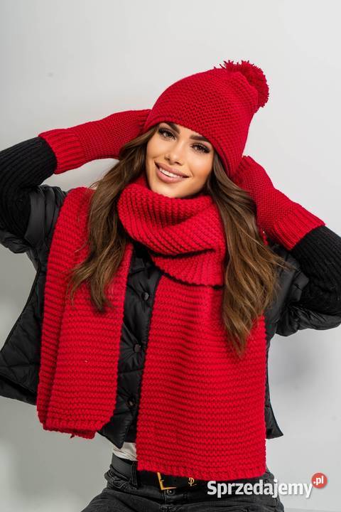 Komplet damski zimowt 3częściowy czapka szal wielkopolskie