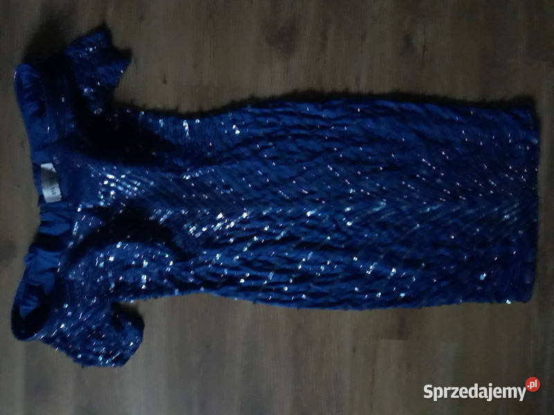 Cekiny z sukienka na ramiona bez pleców obcisła niebieski Sosnowiec